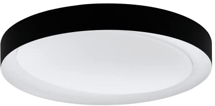 EGLO LED Deckenleuchte Laurito, Deckenlampe mit Fernbedienung, Lichtfarbe einstellbar (warmweiß – kaltweiß) dimmbar, Nachtlicht, LED Wohnzimmerlampe in Schwarz, Weiß