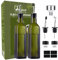 Bugcat Bottiglia per Olio d'oliva,2 Verde Oliera Bottiglie Vetro 500ML,Bottiglia di Olio con Beccucci Imbuto ed Etichette,Dispenser di Olio d'oliva Olio Aceto Dispenser Bottiglie per Cucina BBQ