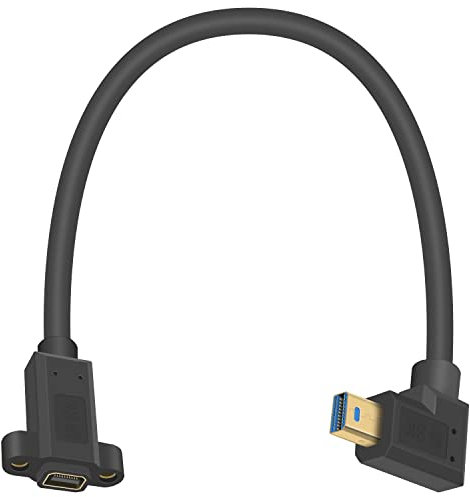 Maxhood Mini Displayport Cable 8K, 1ft 90 Degree Mini Displayport to Mini Displayport Cable, Left Angled Mini Displayport 1.4 V Adapter Extender Cable with Panel Mount for Video Audio Computer Laptop