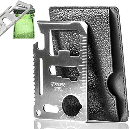 Pack x2 - Carte Outil de Survie Multifonction 11 en 1 - Gadget Utile et Insolite - Cadeau Original Homme Père - Couteau de Poche, Décapsuleur, Multitool Robuste - Camping, Pêche, Randonnée