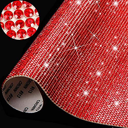 IRIVER BLANK 12000 Stück 2mm Strasssteine Aufkleber in Blättern, Selbstklebende Hitze-Reparatur Kristall-Edelsteine mit Glitzereffekt,Perfekt für Auto- und Basteldekoration(Rot)