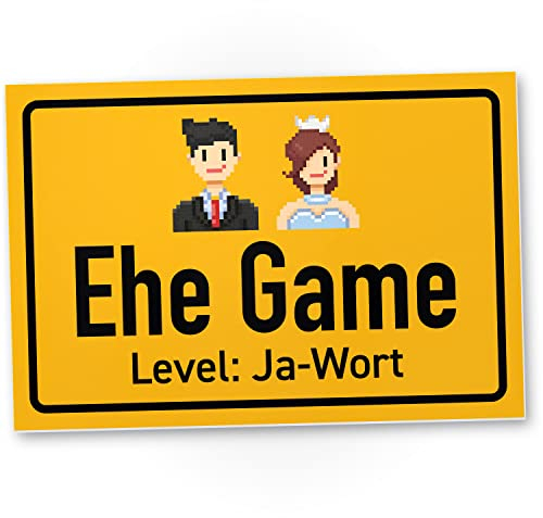 DankeDir! Ehe Game Level Ja-Wort - 30 x 20 cm Schild - JGA Hochzeitsdeko Accessoires Requisiten Fotobox Partydeko - Brautpaar Hochzeitsgeschenk Geschenk Hochzeitskarte Deko Idee Hochzeit