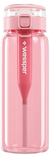 Wessper Trinkflasche 680ml mit Wasserfilter, Auslaufsicher Sportflasche BPA-frei mit Aktivkohle Filter, Tritan Wasserflasche für Sport Gym Fitness Fahrrad Schule und Kinder – Rosa