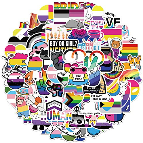 100Pcs LGBT Gay Pride Stickers for Kids Teens Adults Boys Girls Gift,Stickers Pack for Laptop,Skateboard Luggage Car Bike Cup Computer Water Bottle Decor,Rainbow Pride Vinyl Waterproof Sticker Decal