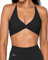 Danysu Damen Riemchen Sport-BH Rückenfreier Sport-BH Offener Rücken Workout-Top Leichte Unterstützung Niedliche Gym-Kleidung Twirl Front Schwarz S