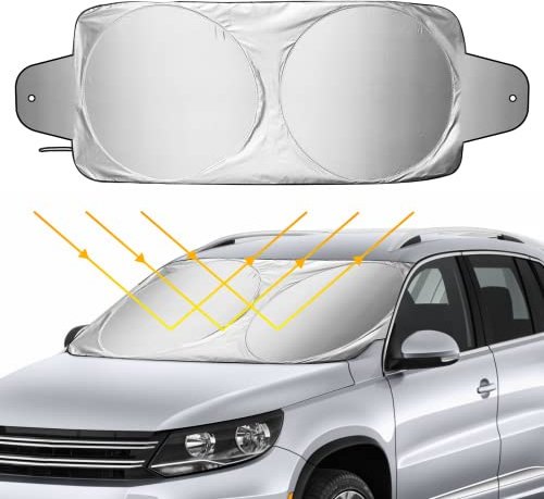MOERAE Parasol Delantero Coche, Parasol para Parabrisas Delantero, Protector Solar para Luna Delantera Plegable Sombrilla Resistir a Los Rayos UV Coche Apto del Parabrisas Pequeño (160 X 86)