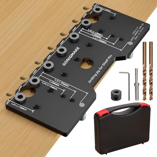 GOINGMAKE Regalstift-Vorrichtung, 1/4 Zoll, Aluminiumlegierung, Regalstift, Bohrvorrichtung, Bohrvorrichtung, Bohrschablone, Holzbearbeitungswerkzeuge