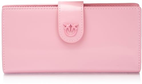 Pinko Horizontal Wallet Pelle Spazzolata Lucida, Accessori da Viaggio-Portafogli Donna, P31B_Rosa Marino-Block Color, 28