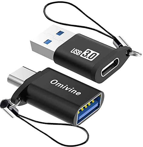 Omivine USB 3.0 auf USB C OTG Adapter, USB Typ C auf USB Adapter mit Schlüsselband (2 Pack)