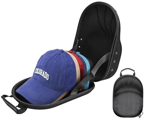ProCase Baseball Cap Case, Hut Reise Organizer Hat Carrier Aufbewahrungstasche für 4-5 Caps, Huthalter Hutaufbewahrung mit verstellbarem Schulterriemen und Tragegriff Cap Halterung Box Holder -Schwarz