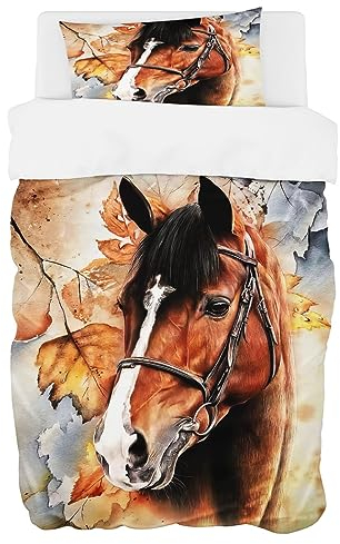 Zomer Bettwäsche 135 x 200 cm Pferd Motiv Bettbezug Set 2teilig Weich Mikrofaser Bettwäsche Deckenbezug - 1 Flauschige Bettbezug und 1 Kissenbezug 80x80cm