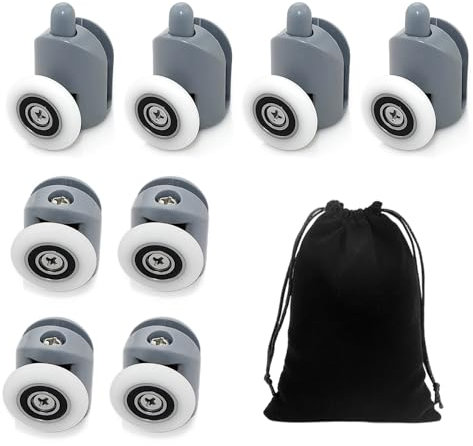 Set of 8 Shower Door Rollers with 1 Storage Bag, Adjustable Rollers, Shower Door Rollers, Double Roller Accessory Set for Shower Doors