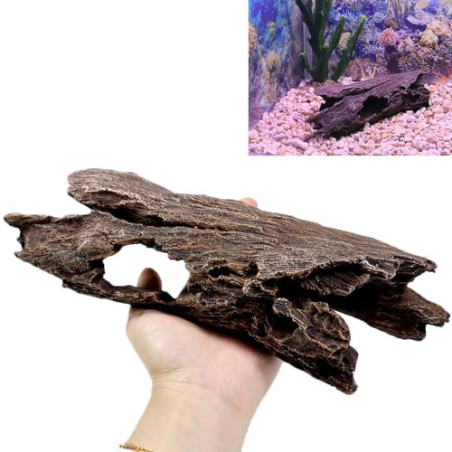 fazhongfa Fish Tank Decorations Aquarium Wooden Texture Hollow Tree Trunk Resin Ornament for Spider Leopard Gecko Reptile Cave