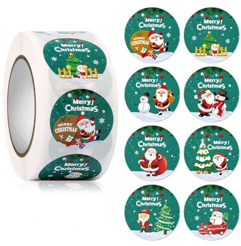 FEIFEI'S BOW 500pcs Christmas Stickers Party Bag Fillers Tags Gift Self-Adhesive Label Craft Scrapbooking Envelope Seal (Christmas 03)