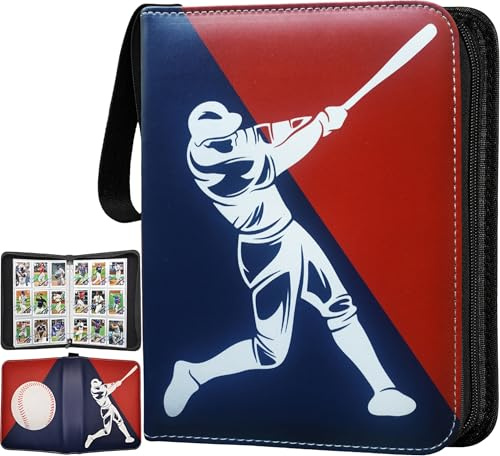 Baseball Card Binder 900 Taschen mit 50 Schutzhüllen Groß Baseball Binder 9 Pocket Premium Sammelkarten Halter 3 Ring Reißverschluss Sport Sammelbuch Album Ordner Fall Geschenke für Jungen Männer