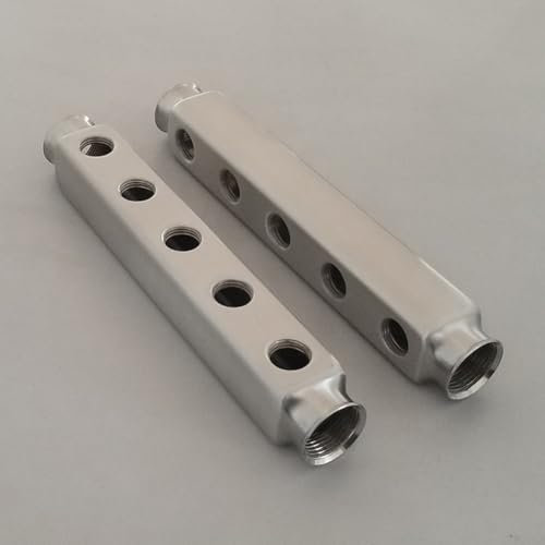 Zoegneer Tubo collettore di distribuzione in acciaio inossidabile, superficie spazzolata grande flusso per riscaldamento a pavimento Collettore d'acqua 304 Degaussed Tubo in acciaio inossidabile (5