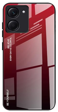 DEDUX Hülle für vivo Y36 4G / 5G Handyhülle, Hülle Farbverlauf Glas und TPU Schutzhülle Case Cover für vivo Y36 4G / 5G (Rot/Schwarz)
