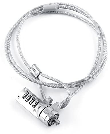 Laptop Combination Security Lock Cable, Strength, 4 Digit Resettable Lock, Theft Deterrent, Plated Steel Cable, Works with Notebooks, Desktops