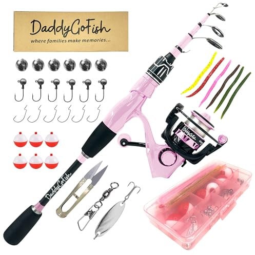 Daddygofish Spinn-Angelruten- Und Rollen-Kombi-Set Mit Tackle-Box | Angelrute | Teleskop-Angelruten-Set Aus Kohlefaser | Spinnrolle Für Reise-Salzwasser-Süßwasser-Angelausrüstungsset