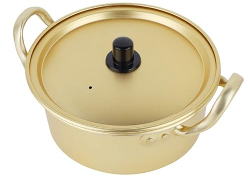 Noodle Pot,Yellow Aluminum Stockpot,Small Soup Pot,Camp Noodle Pot for Home,Kitchen Accessory (16cm)