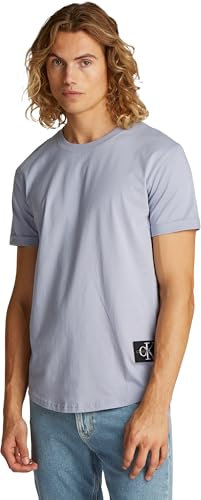 Calvin Klein Herren T-Shirt Kurzarm Badge Turn Up Sleeve Rundhalsausschnitt, Violett (Aleutian), M
