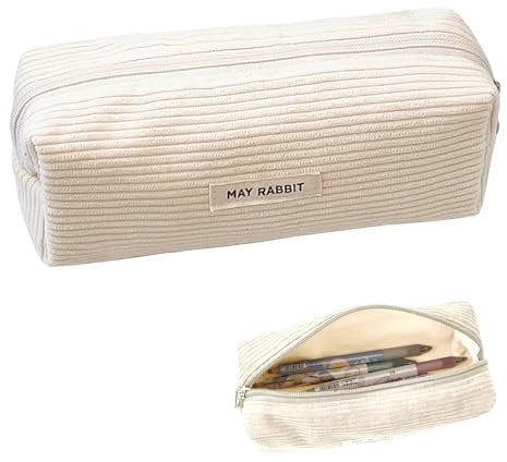 Federmäppchen Mädchen - Teenager Etui Schule,Schlamppermäppchen Cord,Studium Must Haves Stifte Mäppchen Aesthetic,Portable Federtasche Erwachsene,Pencil Case Aesthetic,Mäpchen für Schulsachen (Weiß)