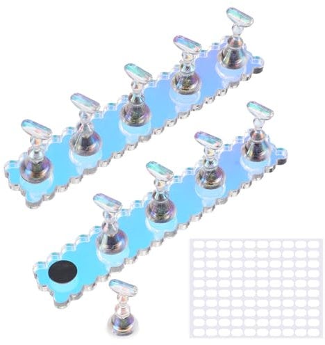 2 Set Nail Holder for Painting Nails, Press on Nail Stand with Double-Sided Nail Glue, Magnetic Fake Nail Holder for Home Diy Beginner Salon Supplies