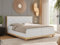 MKS MEBLE Boxspringbett 180x200 Eiche Weiß Kunstleder, Polsterbett 180x200 mit Massivholz Eiche, Bett mit Stauraum und 7-Zonen Taschenfederkern Mattratze H3, Stauraumbett - Caicos