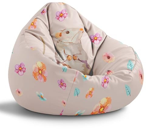 DreamRoots Sitzsack Kinder mit füllung - Sitzkissen Kinder Boden - Kinderzimmer Möbel - Sitzsäcke fürs kinderzimmer - Bean Bag M Gray Mouse