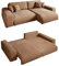 Modernes Cord Ecksofa 255x165 cm mit Schlaffunktion und Bettkasten, Wellenunterfederung, L-Couch links oder rechts montierbar, Liegefläche 148x196 cm, Cord-Bezug in Hell-Braun / 21002