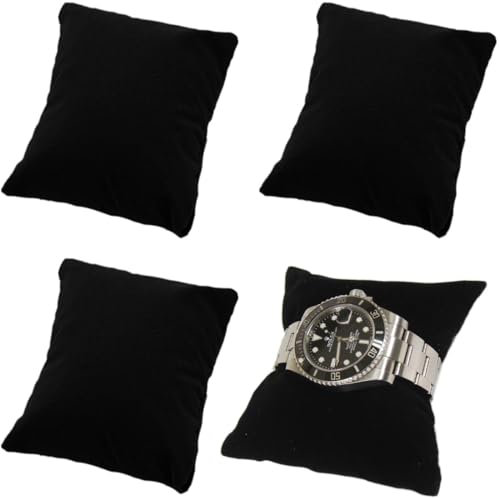 AFCJLTO 4 x Cuscini per orologi per esposizione di gioielli, Cuscini per esposizione di gioielli per orologi e bracciali Espositore per gioielli (Nero 7 x 8 cm)