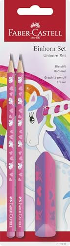 FABER-CASTELL 111516 - Schreibset Einhorn mit Bleistifte HB und Radiergummi, Schulset für Kinder