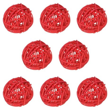 M METERXITY 8-Pack Wicker Rattan Balls 50mm/2 Inch Decorative Rattan Balls Orbs Vase Fillers Bowl Fillers for Christmas/Weddings/Thanksgiving/DIY Crafts/Home Decor [Red]