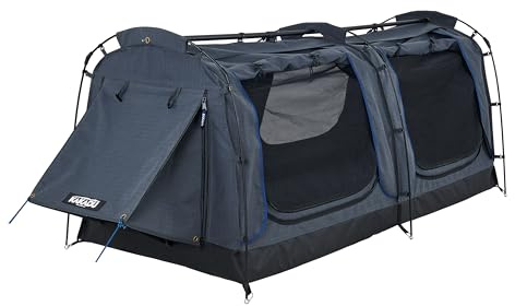 Kakadu Canvas Swag Tent, 1 Person, Australian Polycotton Camping Ground Tent, All Seasons, Waterproof, with 2.75” Foam Mattress, LED Lighting, Carry Bag