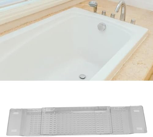 Versenkbares Badewannenschale, erweiterbare Badschale mit Wein und Buchhalter über Badewanne Badewanne zur Dusche (Klar)