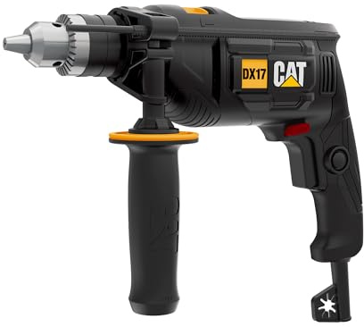 CAT DX17 Schlagbohrmaschine, 13 mm, 750W, 3000 U/min Drehzahl, 48.000 bpm Schlagzahl, variable Drehzahlregelung, (inkl. Tiefenanschlag, Zusatzhandgriff und Futterschlüssel)