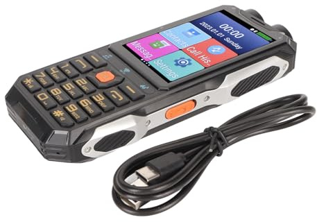 Plyisty Cellulare per Anziani 4g Touch Screen da 4 Pollici Wifi Pulsante Grande 18000Mah Torcia A Led Suono Forte Chiamata Rapida PER7.0, Visualizza Chiaro (BLACK)