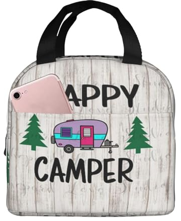 Happy Camper Lunchtasche, isoliert, Picknicktasche, Arbeitstasche, Frischhalte-Tasche, Camping-Aufbewahrung