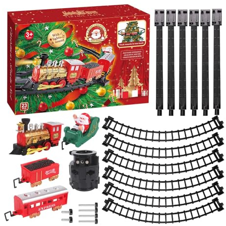 Trenino di Natale con suoni luminosi, treno per albero di Natale, set di treni per albero di Natale, per soggiorno, camera da letto, sala giochi, camino, bar, centro commerciale, vacanze, festa di