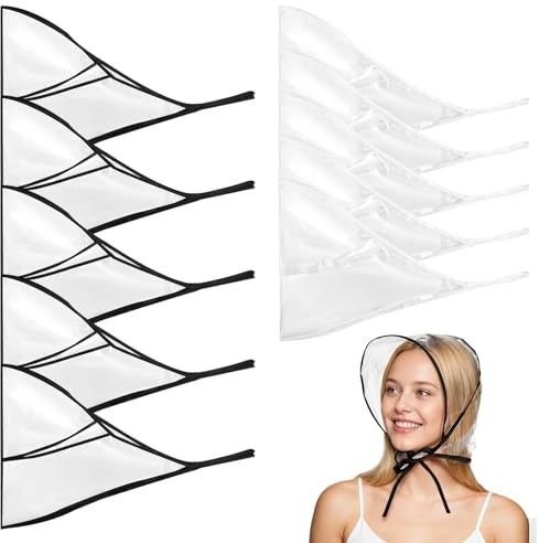 Elegaperma 10 Pcs Rain Bonnet for Women,Clear Rain Hats Waterproof with Visor,Plastic Rains Scarf Waterproof Women,Clear Plastic Reusable Rains Bonnet Cap for Head for Womens Men(Extra Thick)