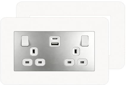 2PCS Double Socket Surround White,Light Switch Surrounds | 13.5cm*7.5cm Single Switch Cover Plates,Switch Sticker Cover,WallFor Home Wall Switch Decoration
