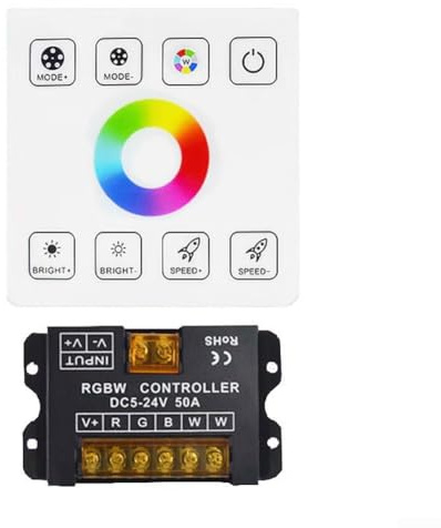 LED-Streifen RF Touch Panel Controller Kit, 30A DC 5V-24V Dimmer Controller für RGB RGBW LED Band und bietet 27 Lichteffekte mit Power-Off Memory (RGBW)