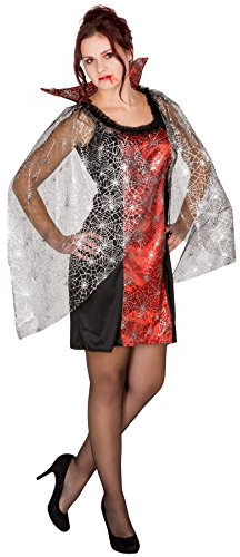 dressforfun Sexy Vampirkleid mit Stehkragen Spinnennetz Gothic Damen Halloween Karneval Fasching Kostüm (XL | Nr. 300077)