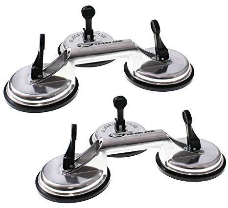 2 x Triple Suction Glass Lift 3 Pad Aluminuim Glazing Sucker Dent Pulller Lifter