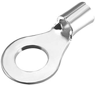 sourcing map Copper Wire Lugs,16-14AWG RNB2-5L,Bolt Hole,Battery Cable Ends Eyelets Crimp Tubular Ring Terminals Connectors Silver Tone 10Pcs