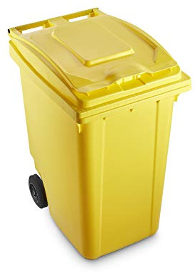 Mobil Plastic Poubelle pour tri sélectif de déchets 360 l, certifiée Uni en 840 pour Usage extérieur, Couleur Jaune