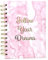 Inspirierender Notizblock mit rosa Marmor, Spiralbindung, goldfarben, Spiralblock, Tagebuch (Follow Your Dreams)