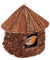 Relaxdays Nido de Pájaros, para Colgar, Jardín, Balcón, Chochín, Paja, Madera, Caseta Colgante, 26 x 25 cm, Marrón