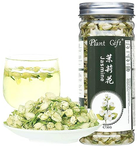 Plant Gift Jasmine Tea 茉莉花 Dried Flowers, 100% Natural Pure Herbal Tea, Loose Leaf White Jasmine Can Mix Green Tea, Can Extract Jasmine Essential Oil 30G / 1 Oz