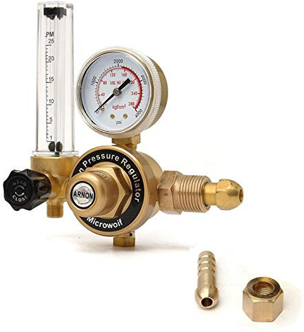 AR Argon CO2 Regler POWERTOOL 0–4000 PSI Schweißen Gaszähler Druckgas Mig Tig Durchflussmesser mit G5/8 Außengewinde und M12 x 1,0 Auslaufgewinde (WX-55T)